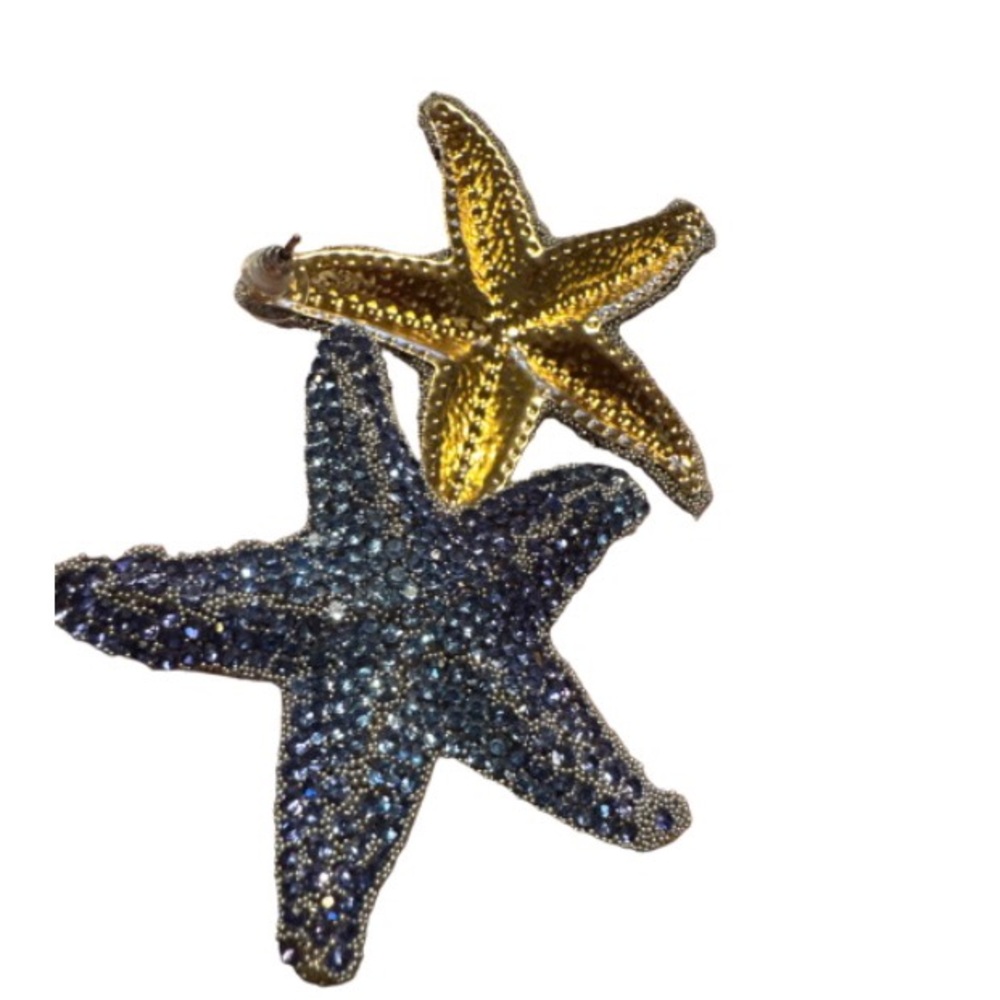 Glittering Navy Starfish Earrings - Picture 3 of 6